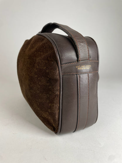 Vintage Celine Paris Suede Monogram Shoulder Crossbody Bag Brown