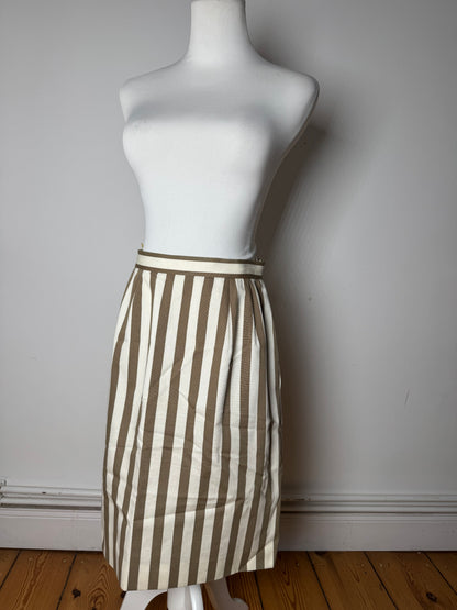 Vintage Balenciaga Striped Skirt Khaki Whie 40/L