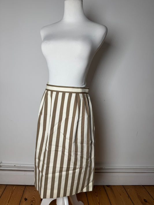 Vintage Balenciaga Striped Skirt Khaki Whie 40/L