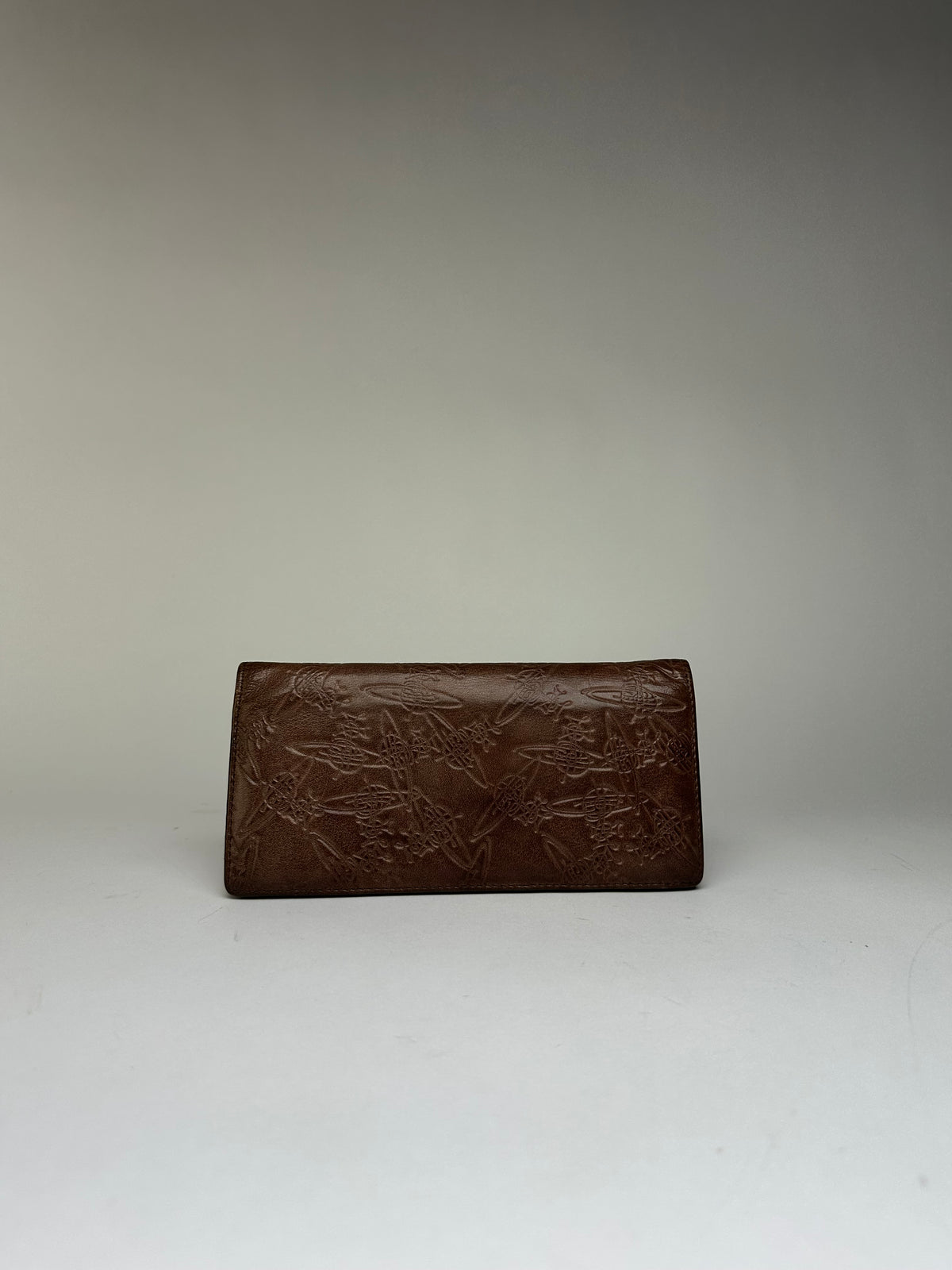 Vintage Vivienne Westwood Orb Embossed Leather Bifold Wallet Late 1990s Brown