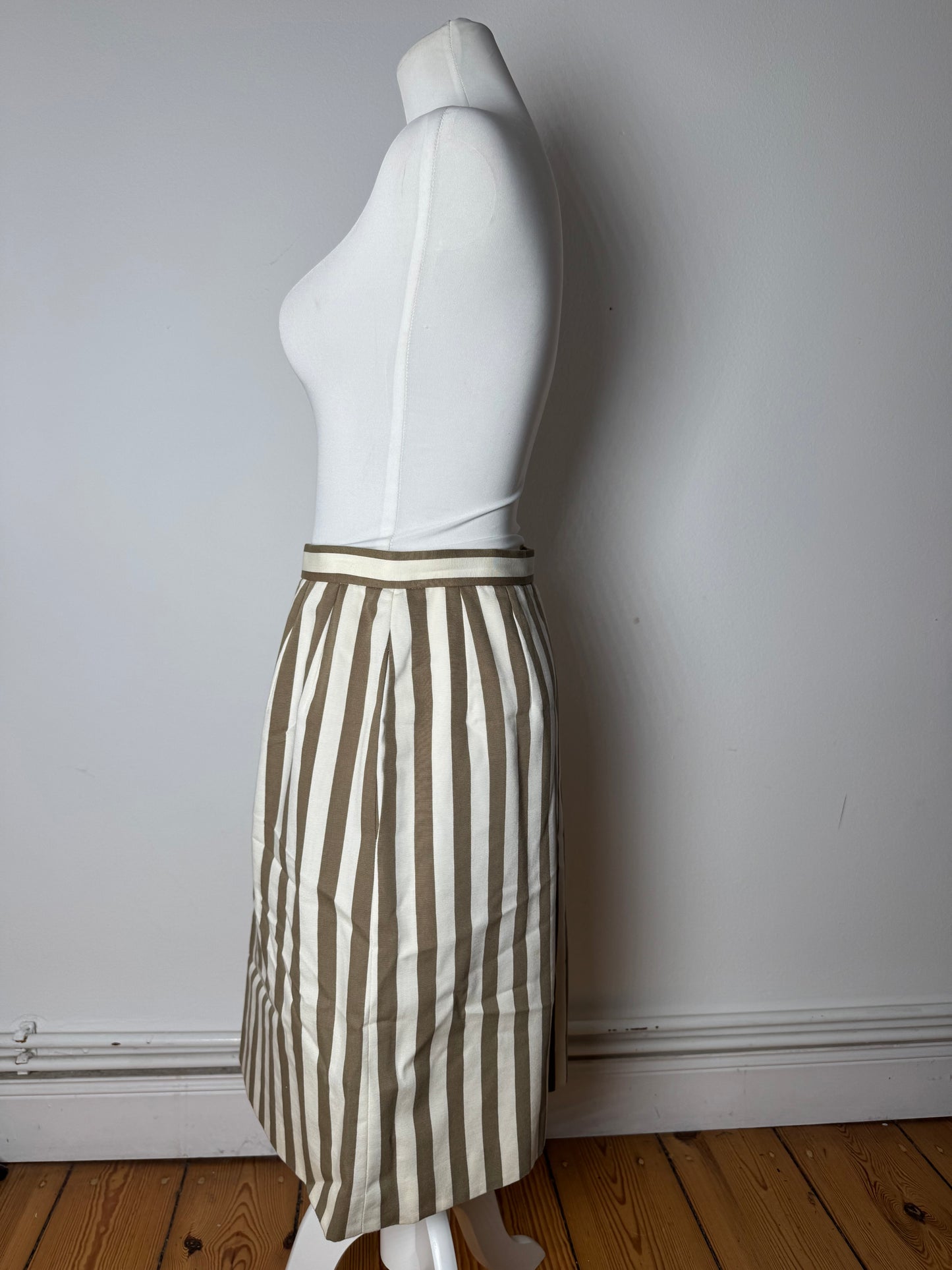 Vintage Balenciaga Striped Skirt Khaki Whie 40/L