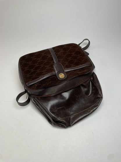 Vintage Celine Paris Suede Monogram Shoulder Crossbody Bag Brown