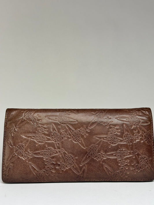 Vintage Vivienne Westwood Orb Embossed Leather Bifold Wallet Late 1990s Brown