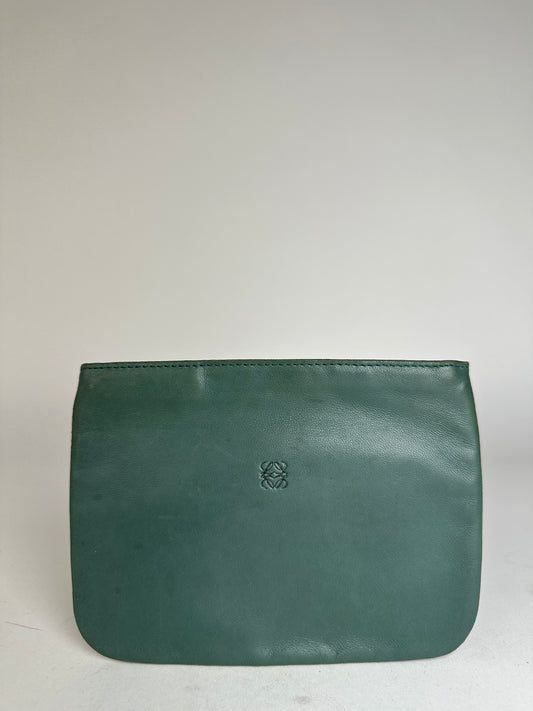 Vintage Loewe Leather Clutch Green