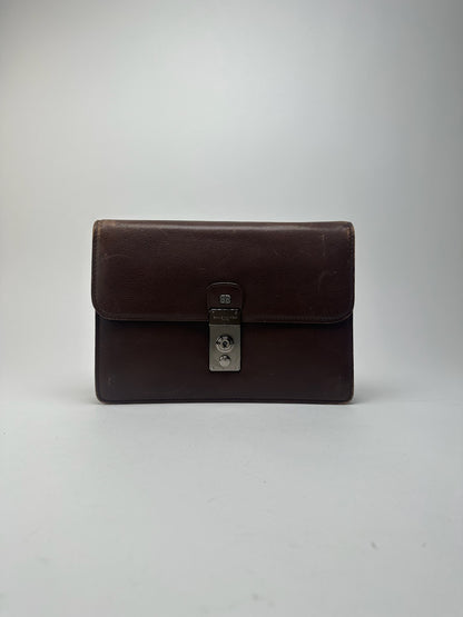 Pochette Balenciaga vintage en cuir marron