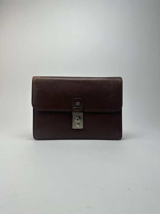 Pochette Balenciaga vintage en cuir marron