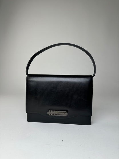 Vintage Givenchy Leather Shoulder Bag Y2K Black Silver