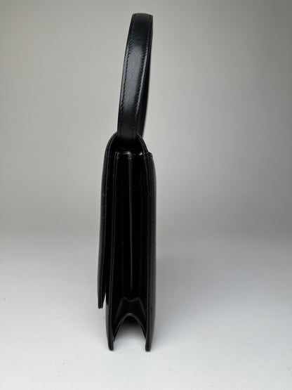 Vintage Givenchy Leather Shoulder Bag Y2K Black Silver