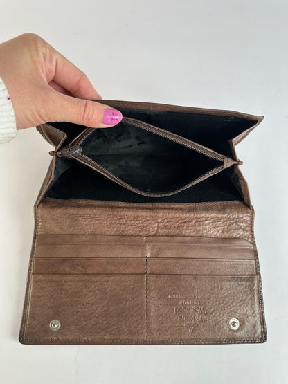 Vintage Vivienne Westwood Orb Embossed Leather Bifold Wallet Late 1990s Brown