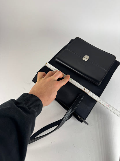 Vintage Courreges Leather Polyester Handbag black