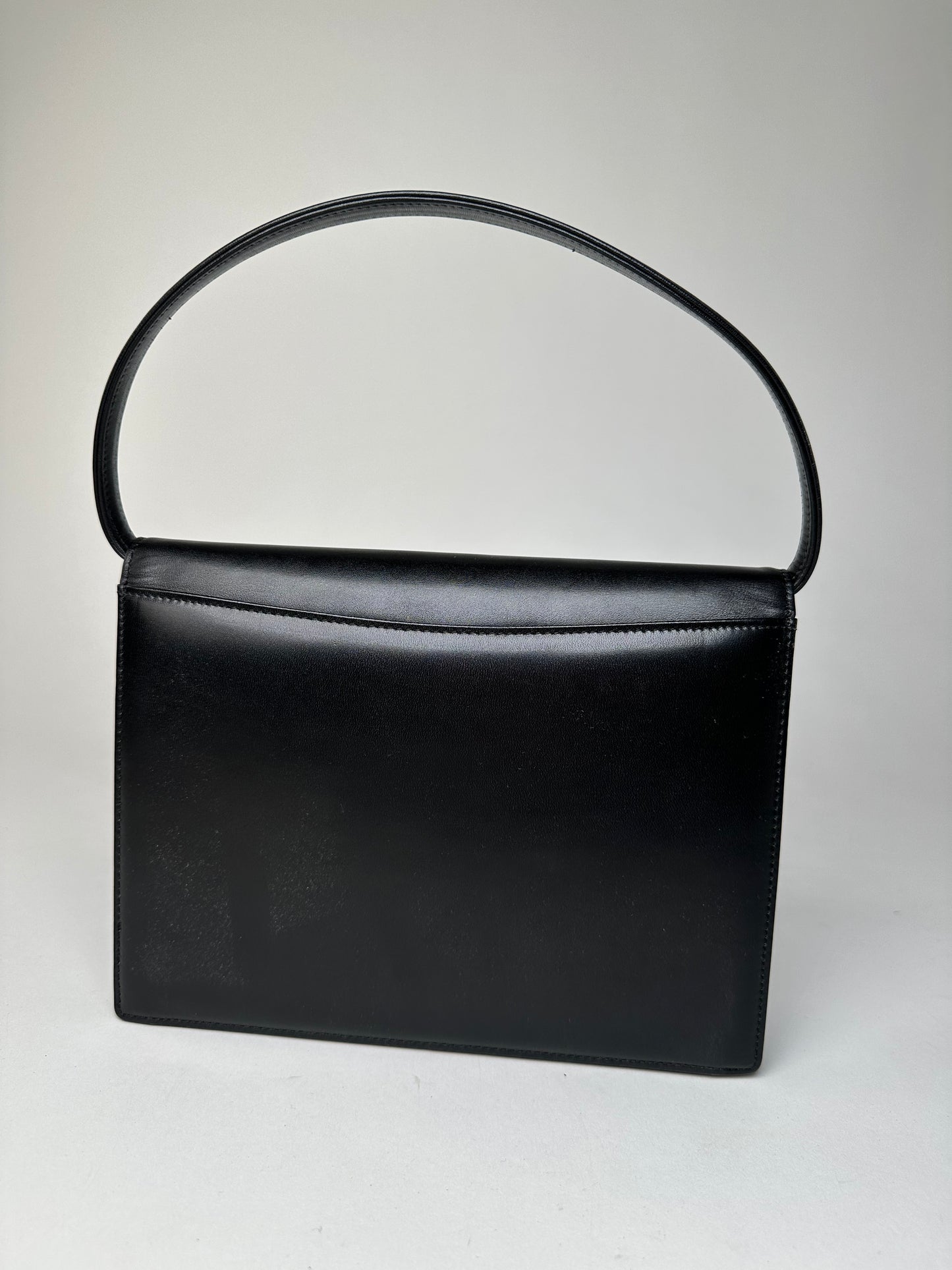 Vintage Givenchy Leather Shoulder Bag Y2K Black Silver