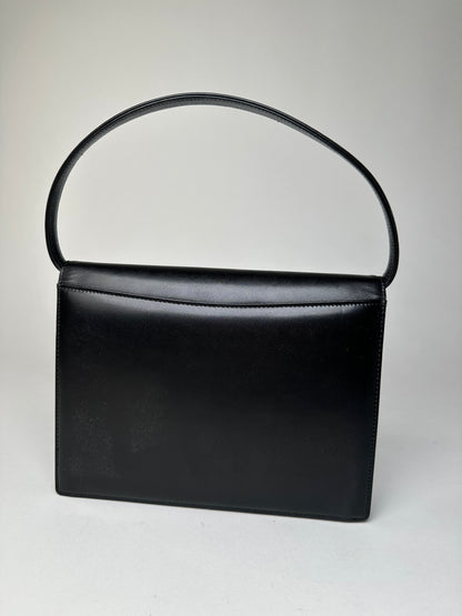 Vintage Givenchy Leather Shoulder Bag Y2K Black Silver