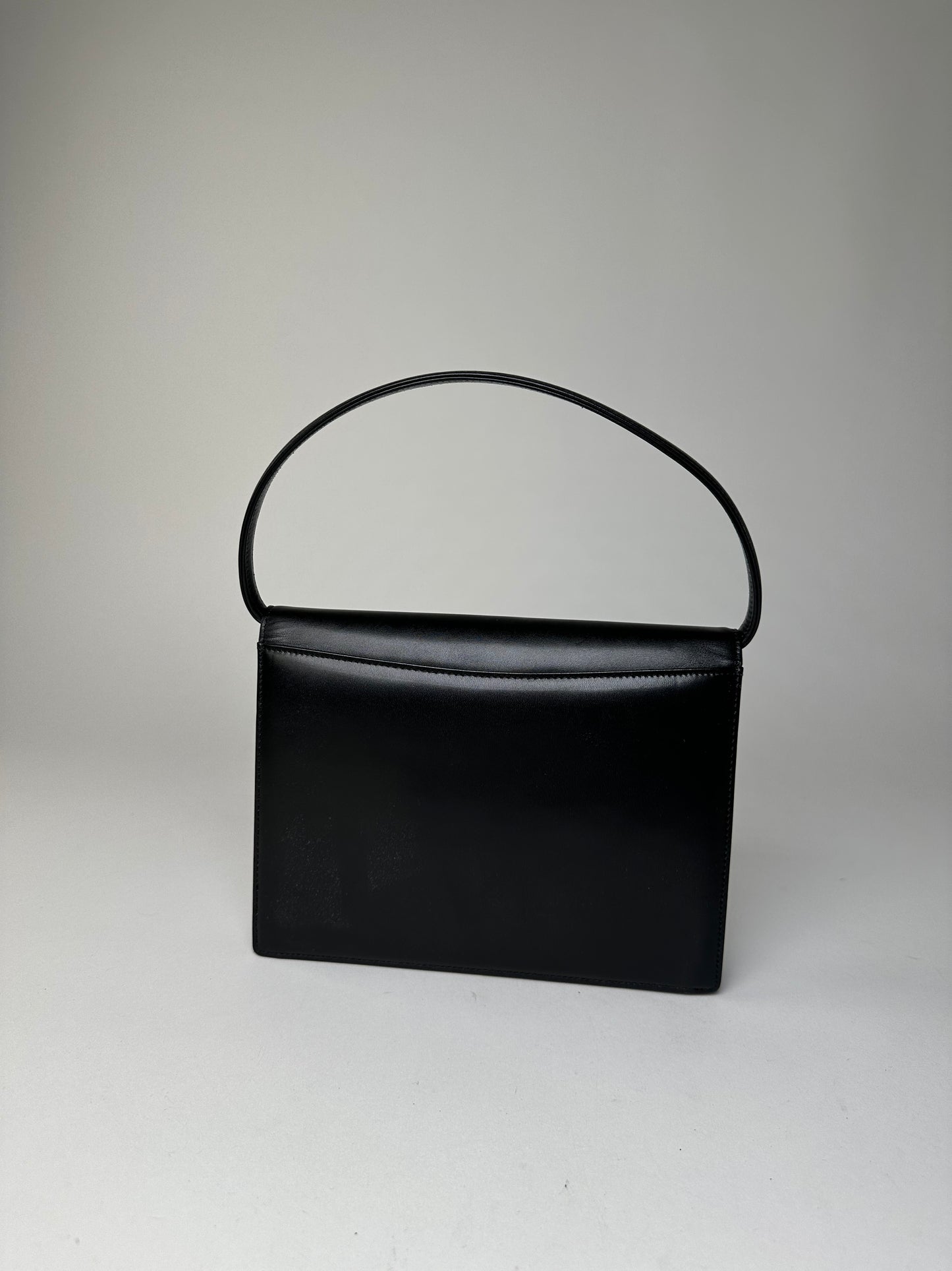 Vintage Givenchy Leather Shoulder Bag Y2K Black Silver