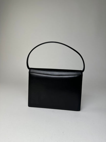 Vintage Givenchy Leather Shoulder Bag Y2K Black Silver