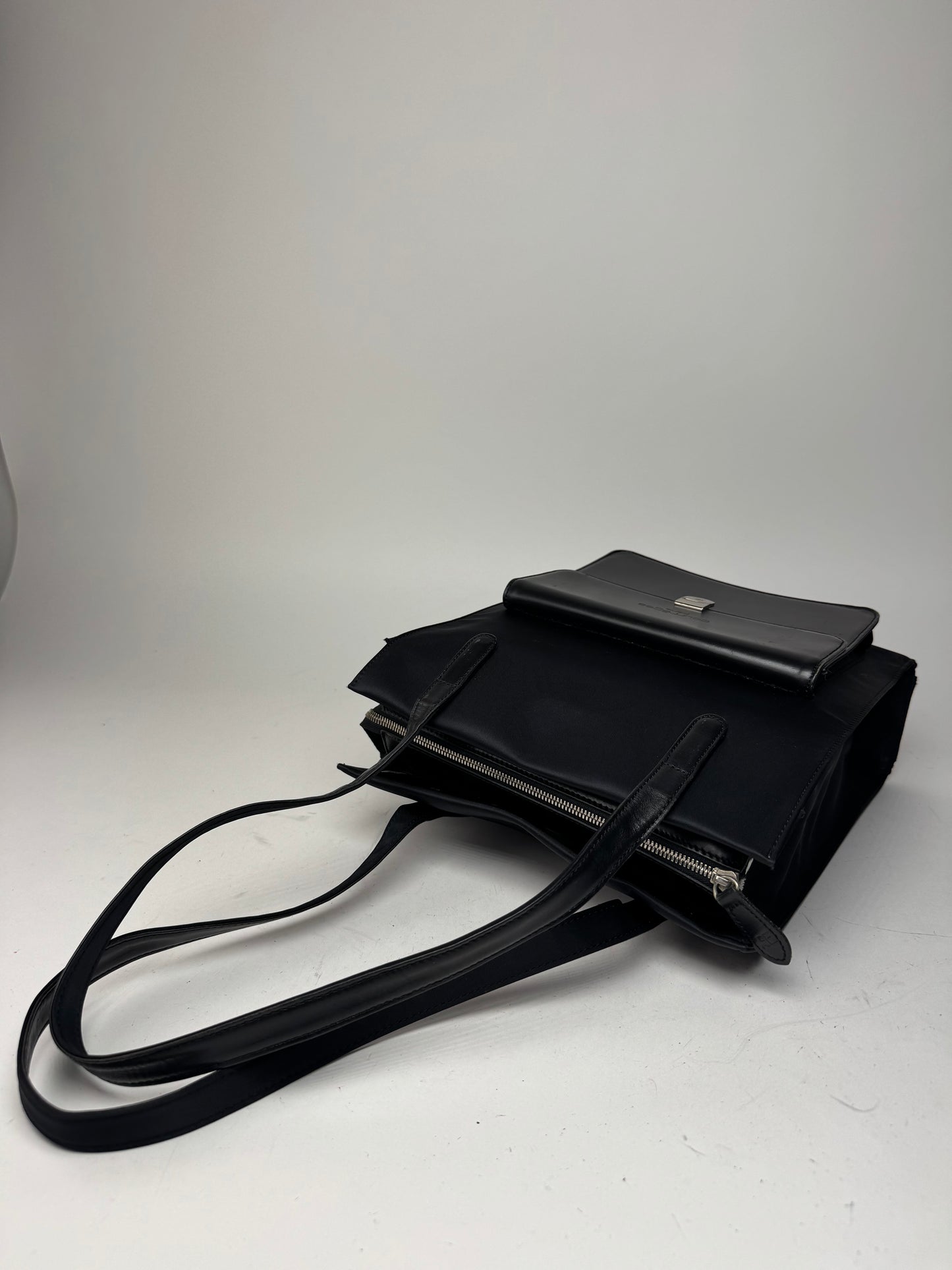 Vintage Courreges Leather Polyester Handbag black