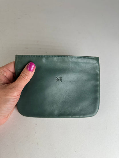 Vintage Loewe Leather Clutch Green