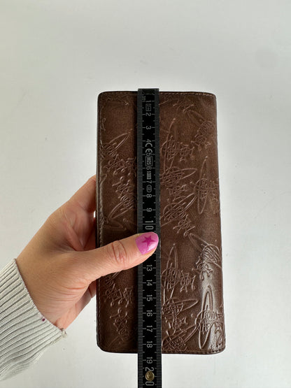 Vintage Vivienne Westwood Orb Embossed Leather Bifold Wallet Late 1990s Brown