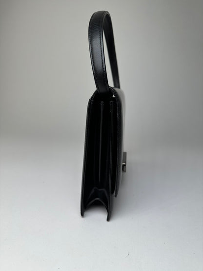 Vintage Givenchy Leather Shoulder Bag Y2K Black Silver