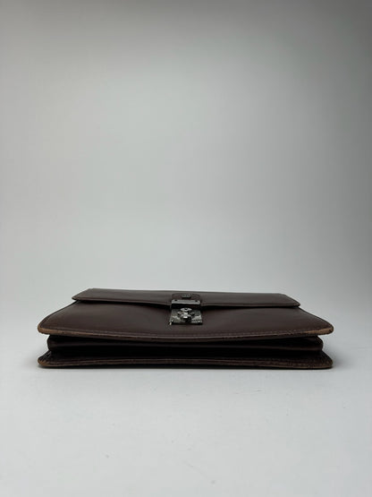 Pochette Balenciaga vintage en cuir marron