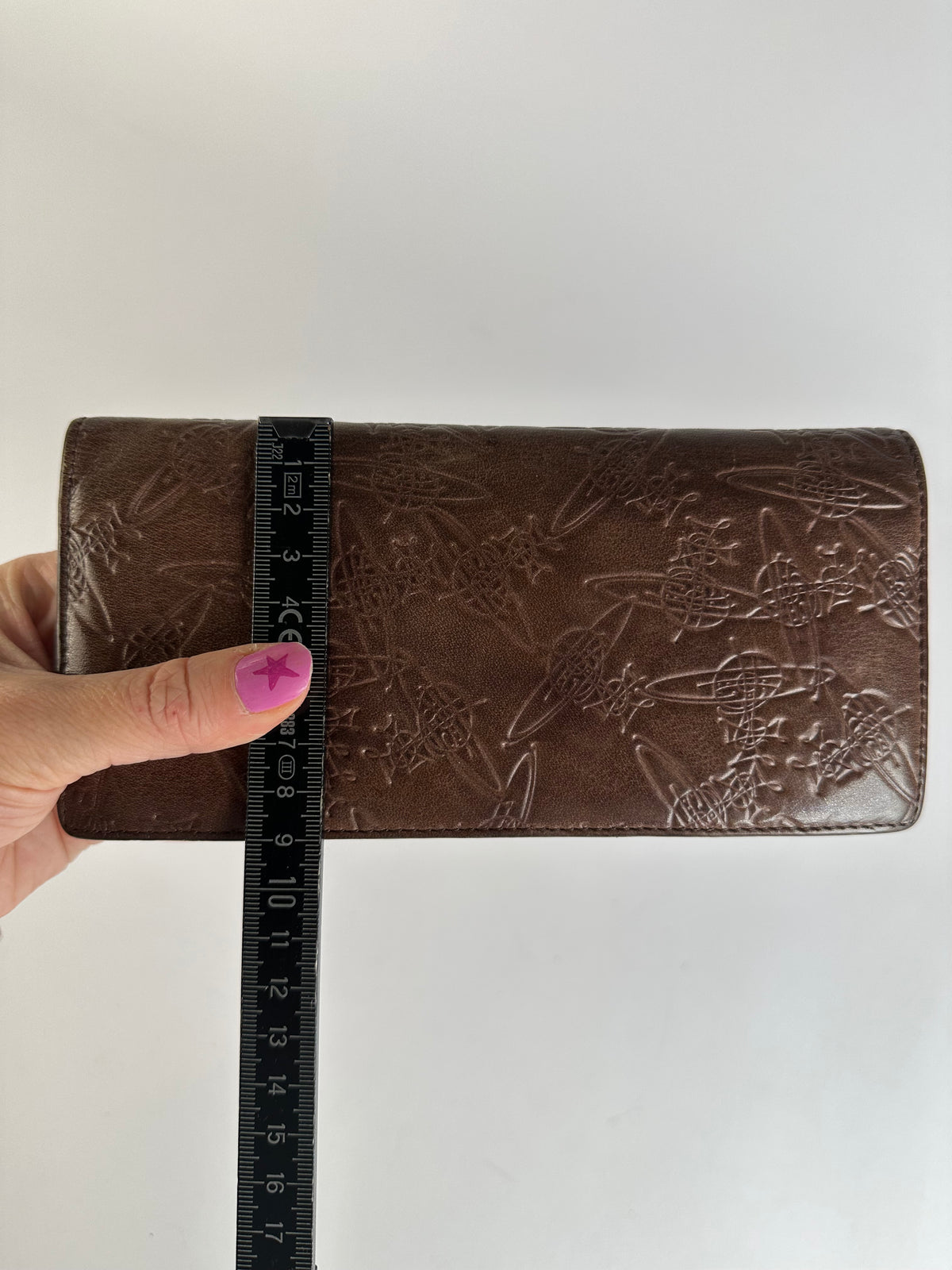 Vintage Vivienne Westwood Orb Embossed Leather Bifold Wallet Late 1990s Brown