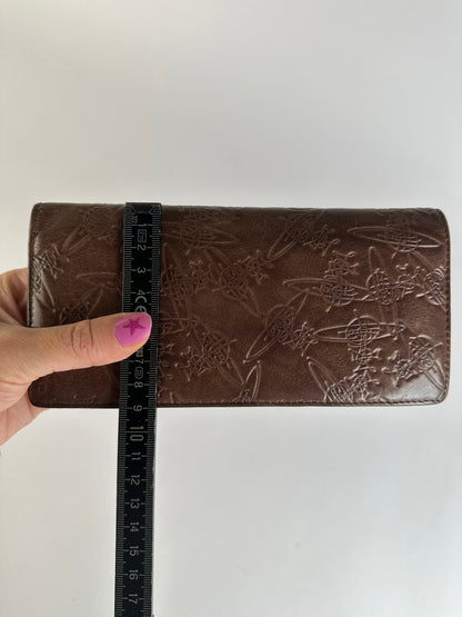 Vintage Vivienne Westwood Orb Embossed Leather Bifold Wallet Late 1990s Brown