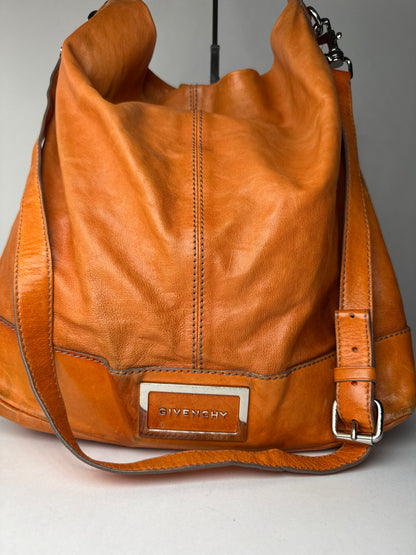 Sac vintage en cuir Givenchy à 2 voies Orange