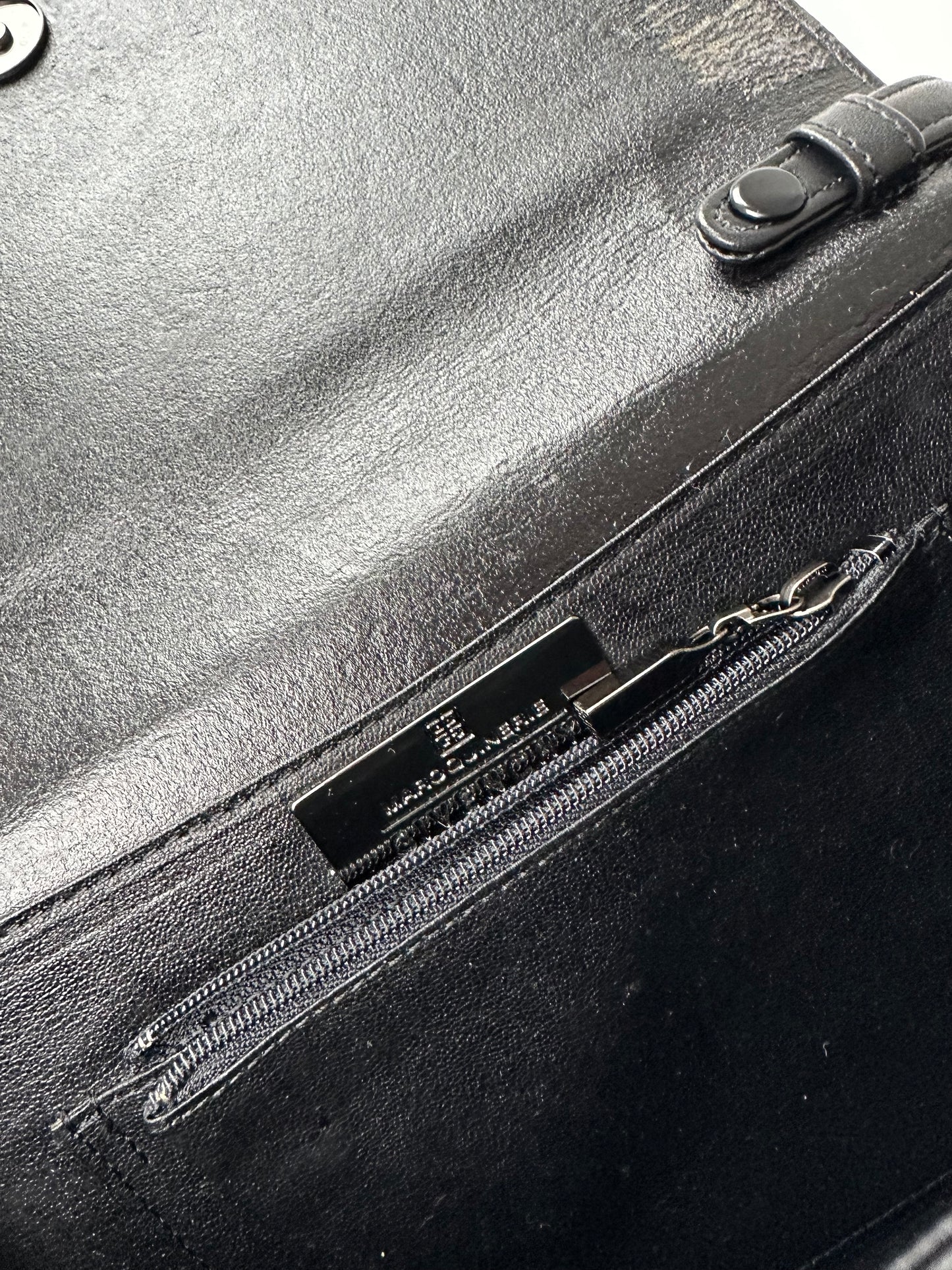 Vintage Givenchy Leather Shoulder Bag Y2K Black Silver