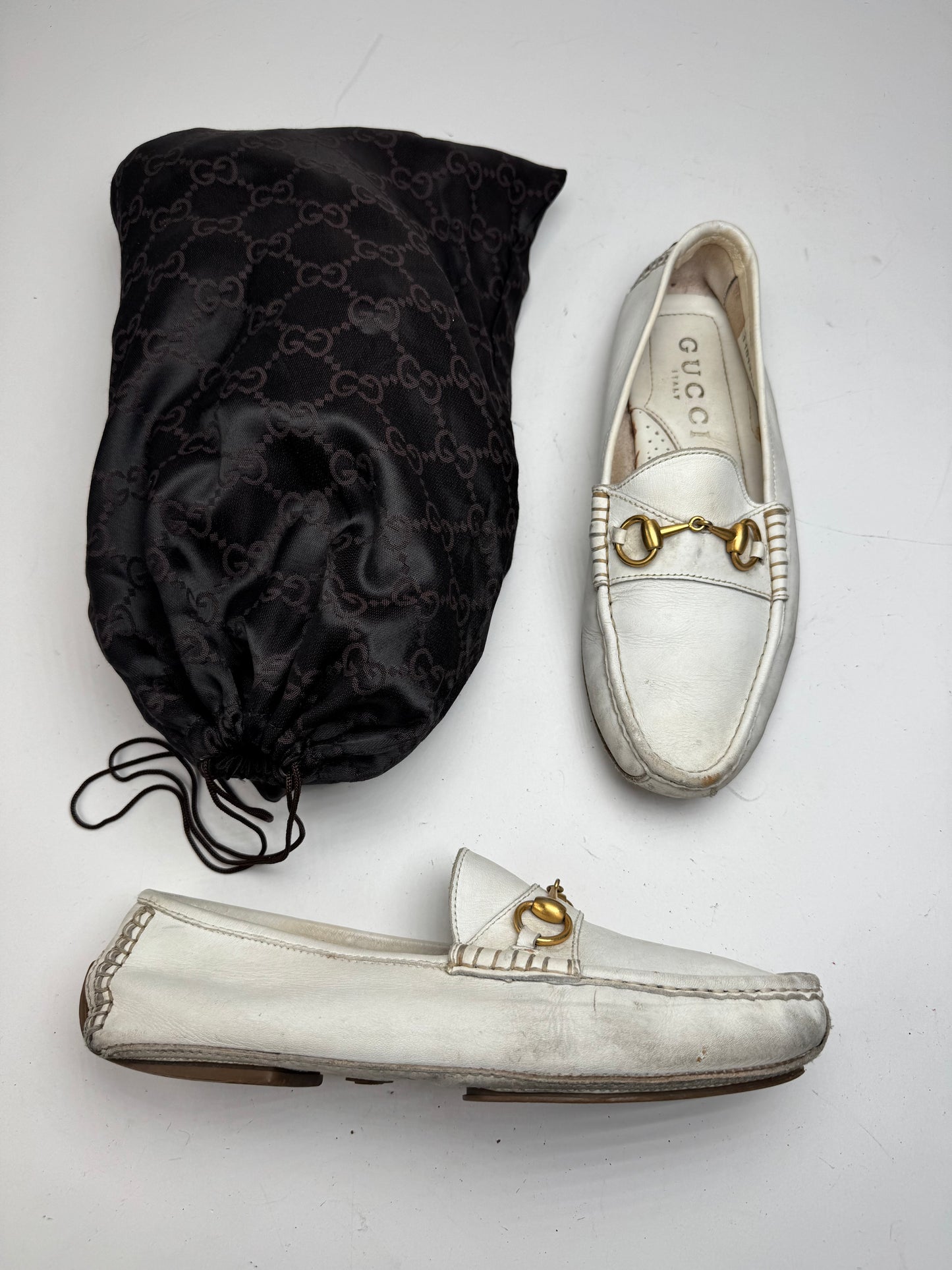 Vintage Gucci Men’s Leather Horsebit Loafer White 42,5