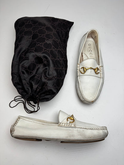 Vintage Gucci Men’s Leather Horsebit Loafer White 42,5