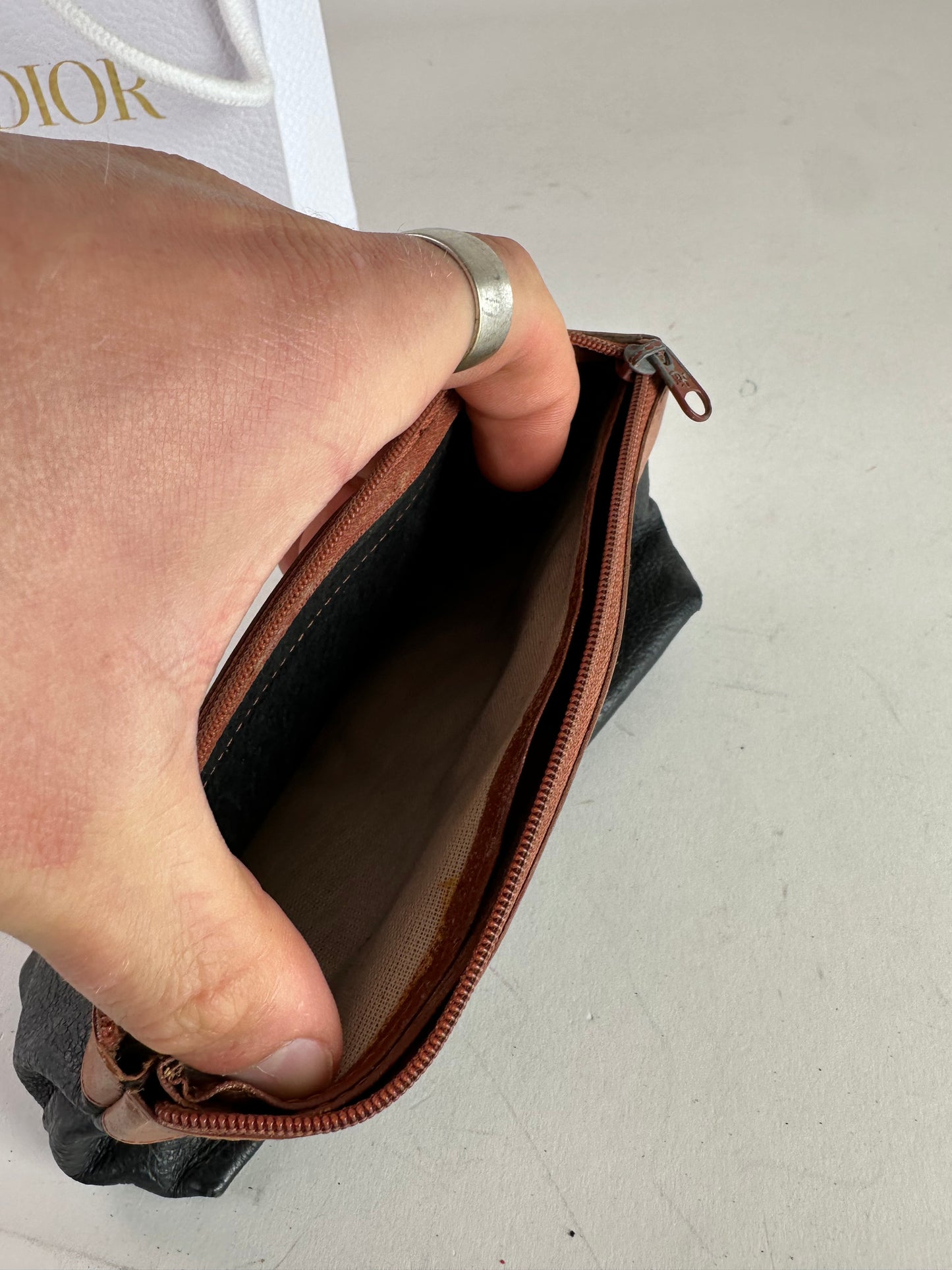 Vintage Dior Leather Clutch black brown