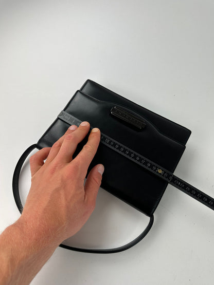 Vintage Givenchy Leather Shoulder Bag Y2K Black Silver