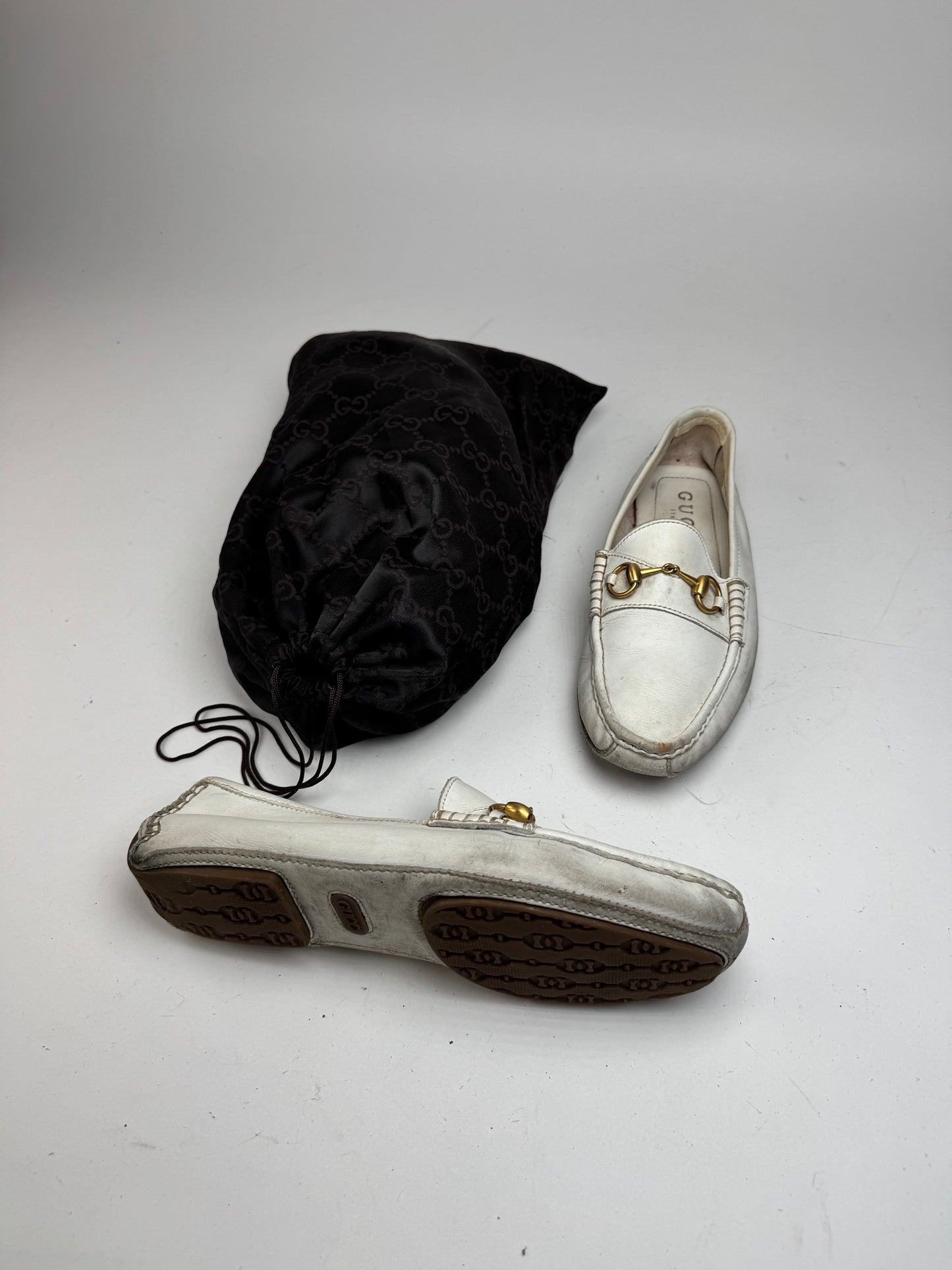 Vintage Gucci Men’s Leather Horsebit Loafer White 42,5