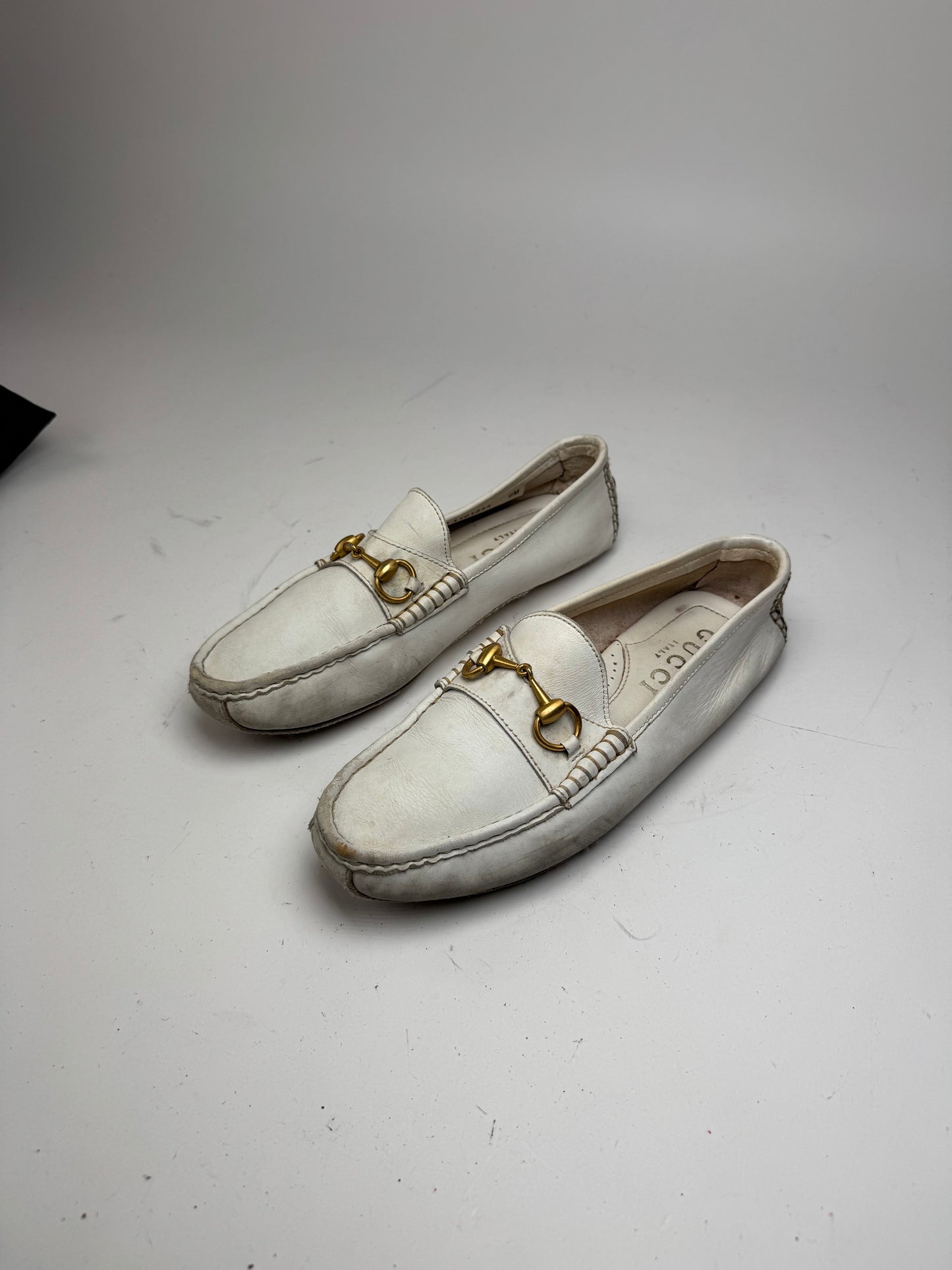 Vintage Gucci Men’s Leather Horsebit Loafer White 42,5