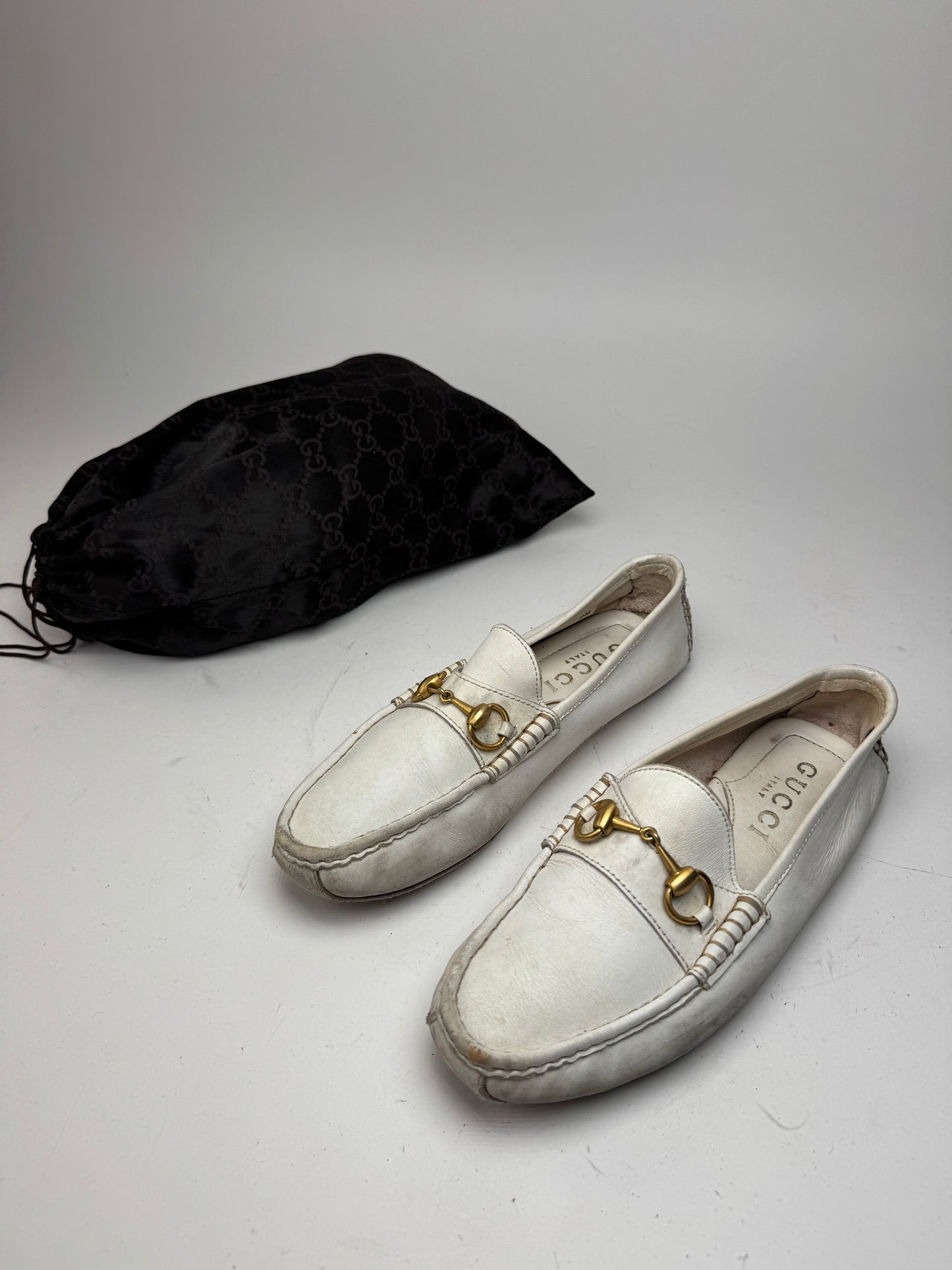 Vintage Gucci Men’s Leather Horsebit Loafer White 42,5