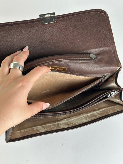 Pochette Balenciaga vintage en cuir marron