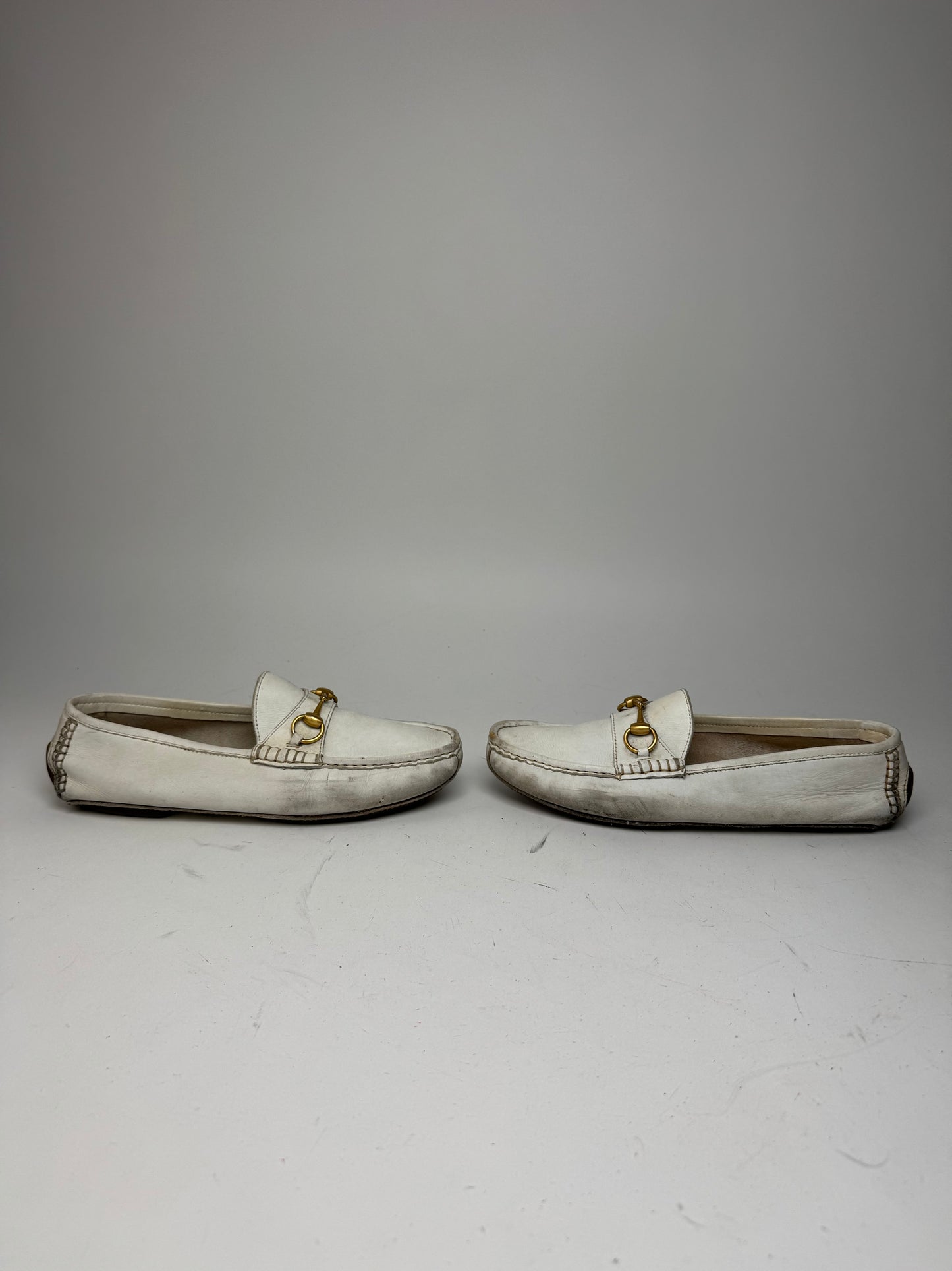 Vintage Gucci Men’s Leather Horsebit Loafer White 42,5