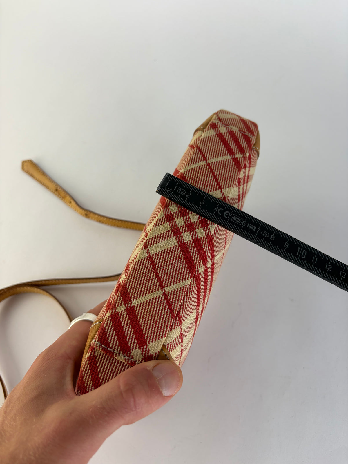 Vintage Burberry Plaid Flap Crossbody Bag Red Beige
