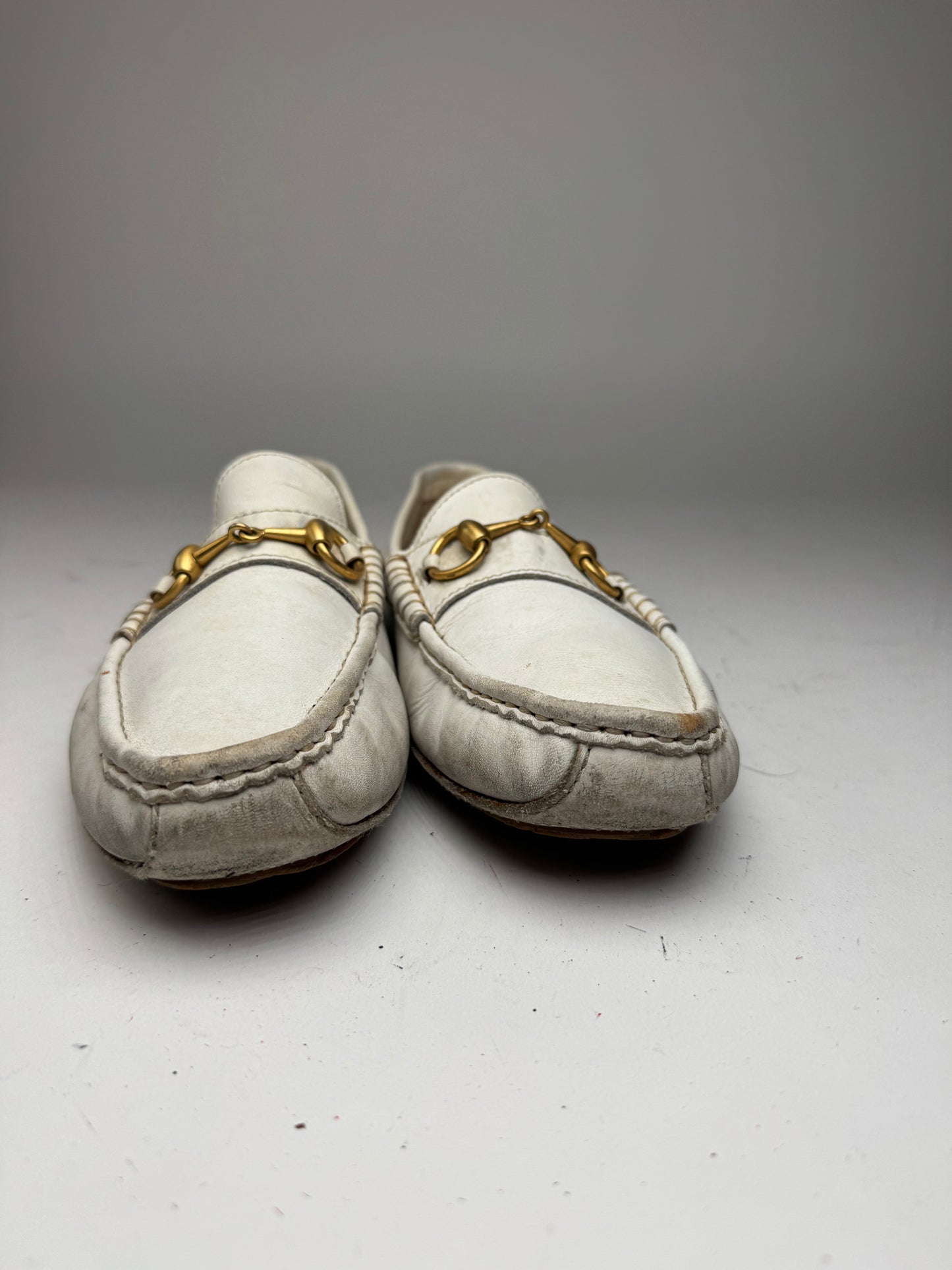 Vintage Gucci Men’s Leather Horsebit Loafer White 42,5