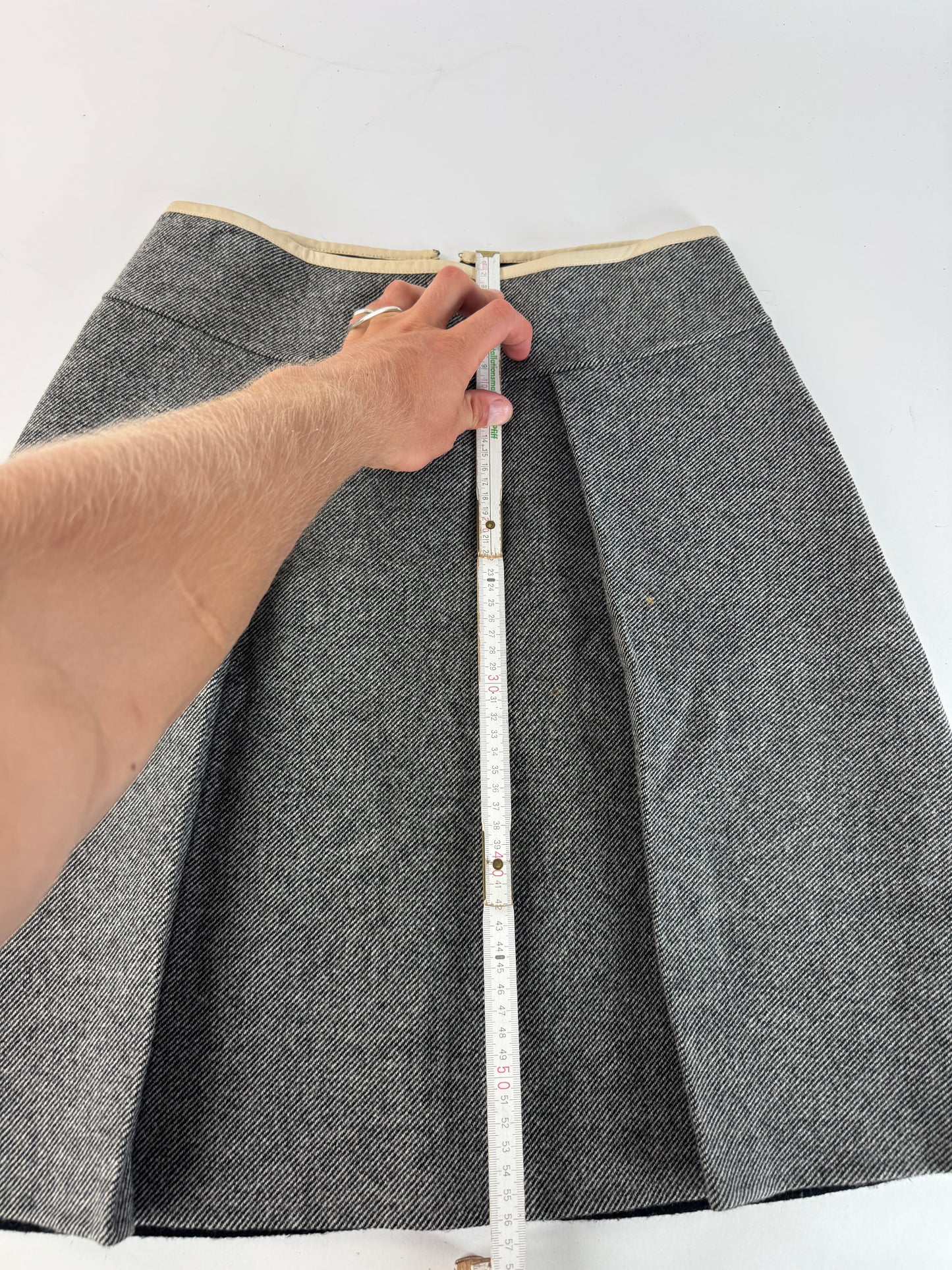 Vintage Celine Paris Wool Skirt checked grey 40/L