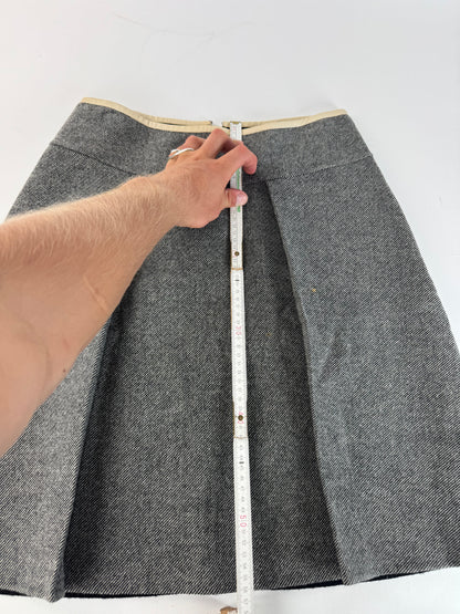 Vintage Celine Paris Wool Skirt checked grey 40/L