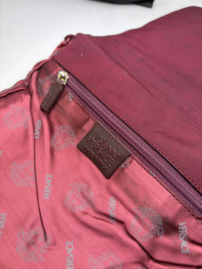Vintage Gianni Versace Structured Satin Shoulder Bag Burgundy