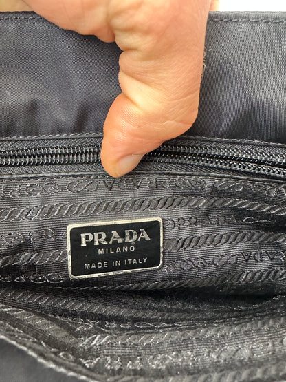 Vintage Prada Triangle Polyester Handbag Black