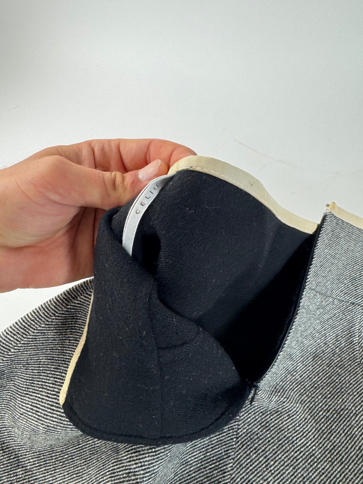 Vintage Celine Paris Wool Skirt checked grey 40/L