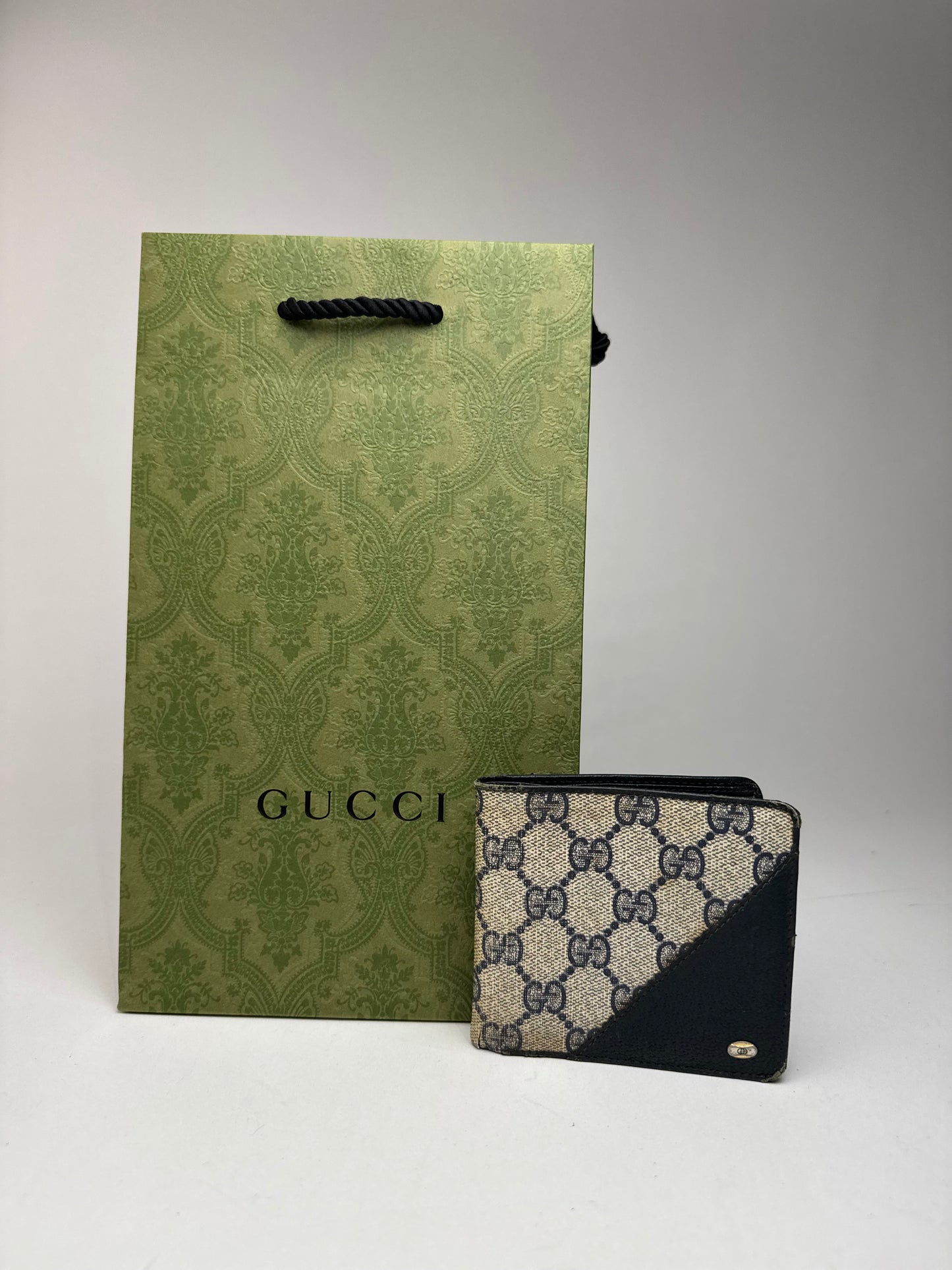 Vintage Gucci Ophidia Monogram Leather wallet navy gray
