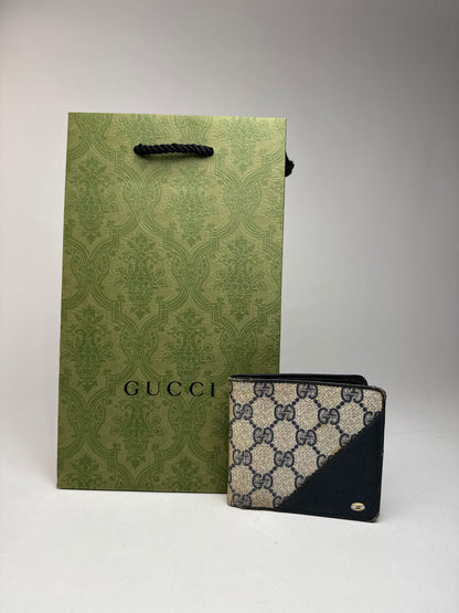 Vintage Gucci Ophidia Monogram Leather wallet navy gray
