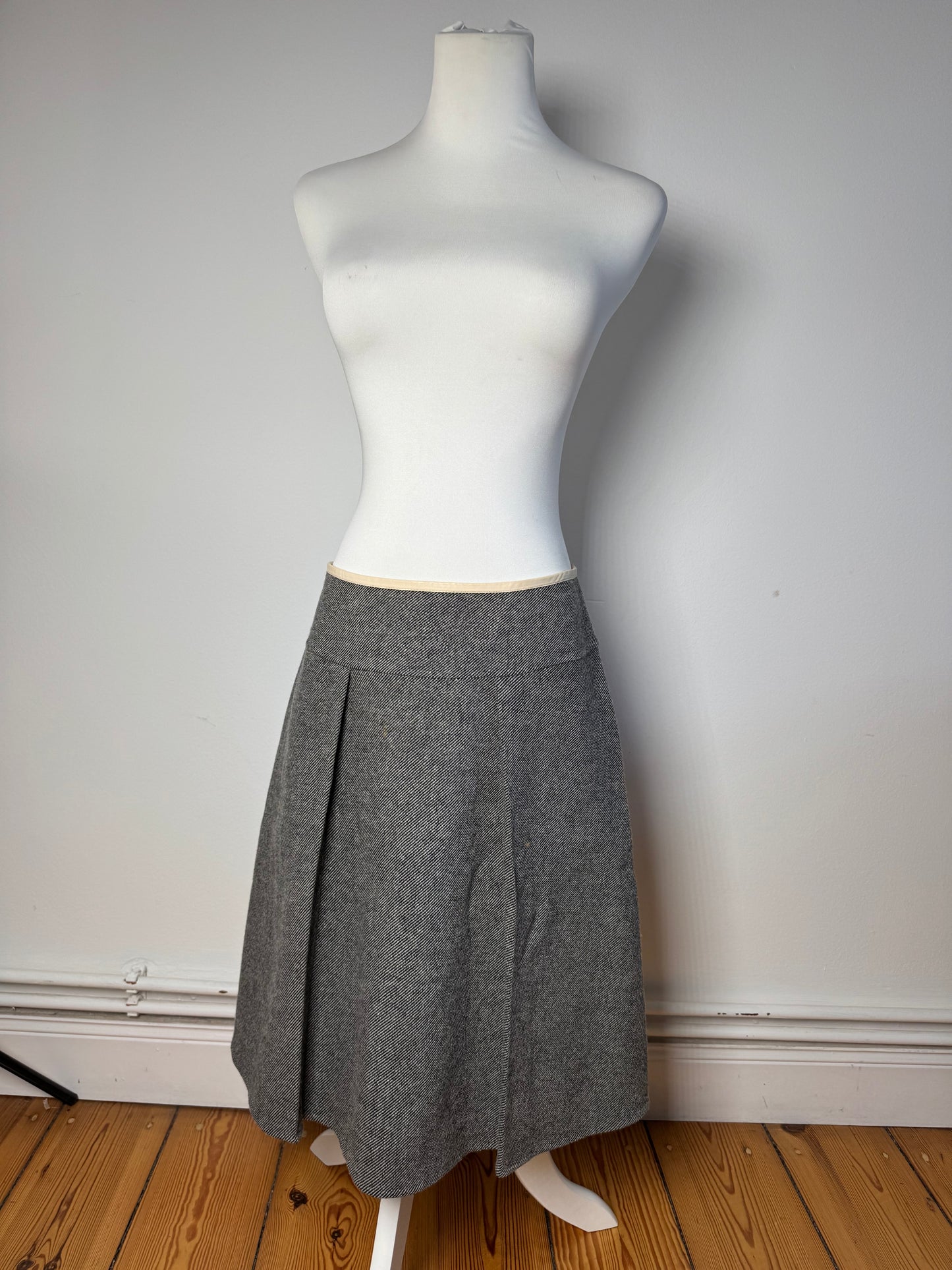 Vintage Celine Paris Wool Skirt checked grey 40/L