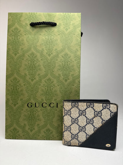 Vintage Gucci Ophidia Monogram Leather wallet navy gray