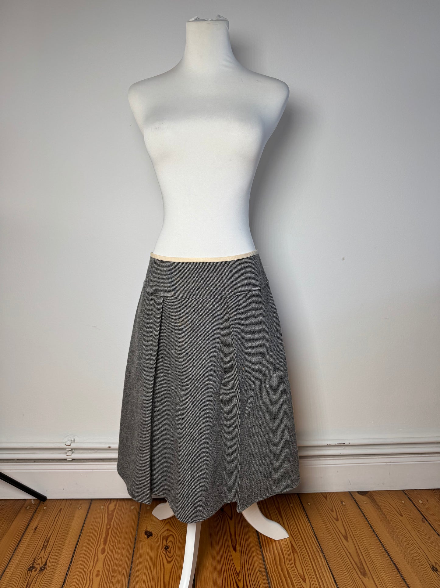 Vintage Celine Paris Wool Skirt checked grey 40/L