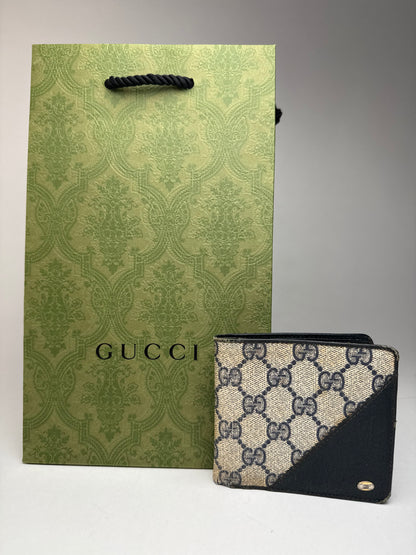 Vintage Gucci Ophidia Monogram Leather wallet navy gray