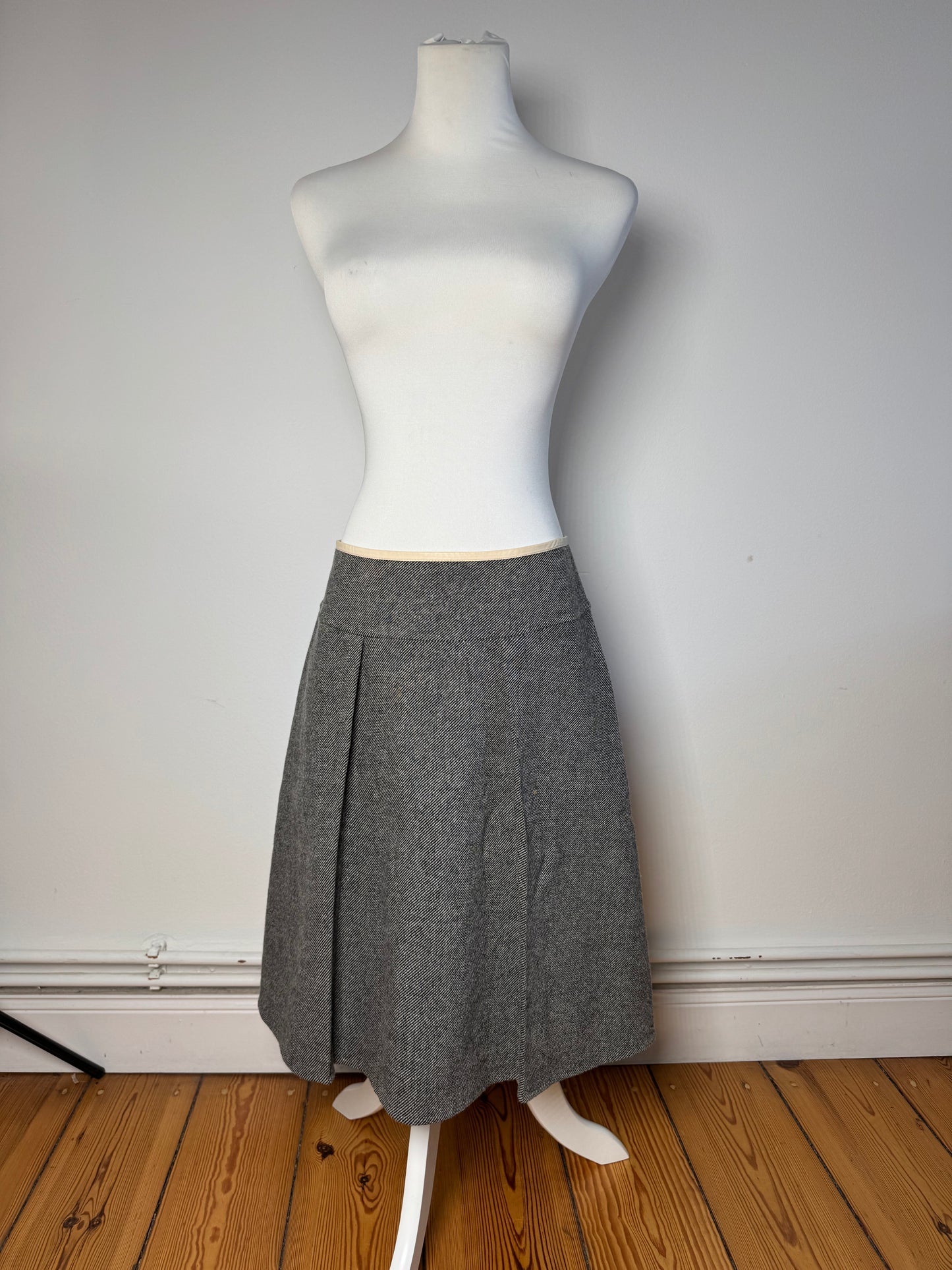 Vintage Celine Paris Wool Skirt checked grey 40/L